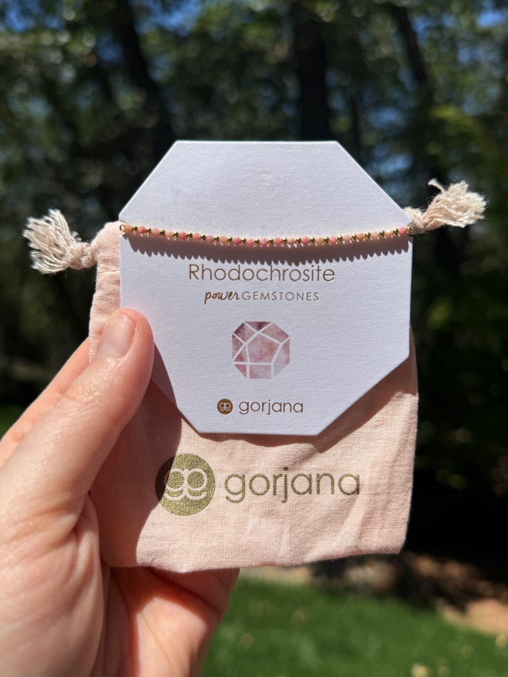 NWOT Gorjana “Compassion” Rhodochrosite Bead Bracelet - Soft Pink & Gold